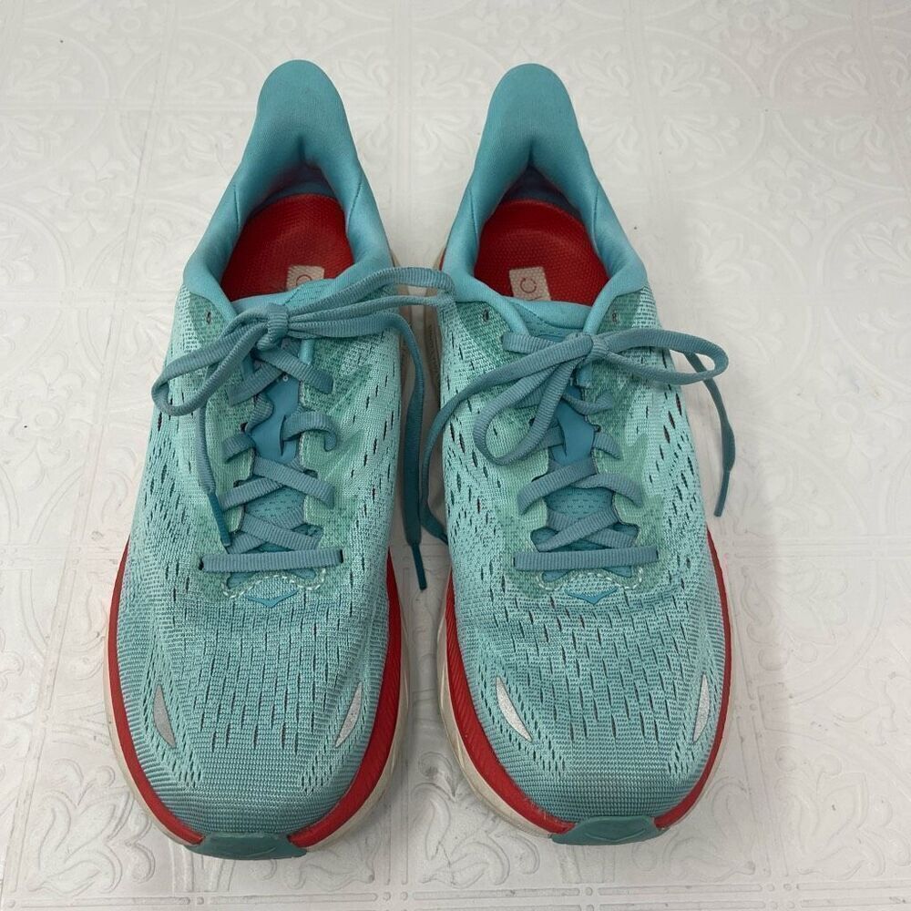 Hoka One One Aqua Orange Clifton 8 Running Walking Shoes Sneakers Size 8 D